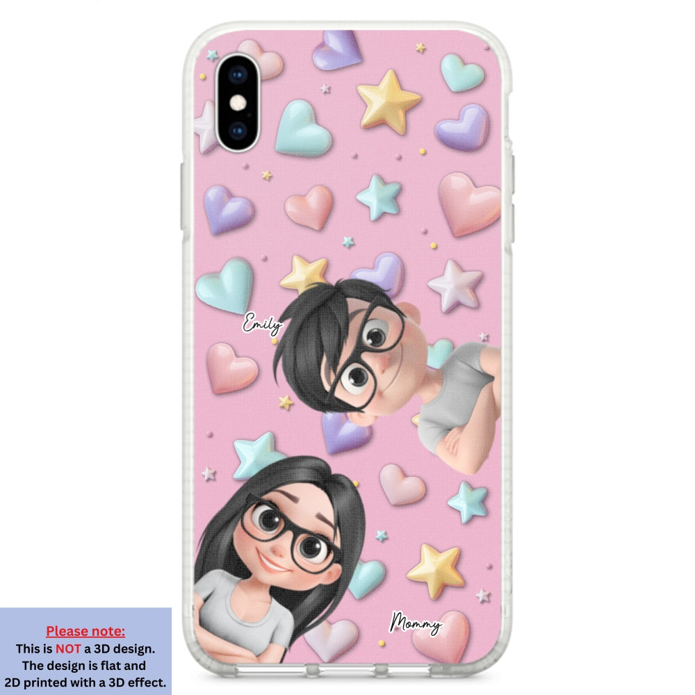 Linda Mamá y Niños - Funda de Teléfono Personalizada con Efecto 3D