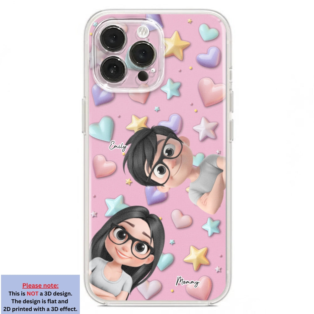Linda Mamá y Niños - Funda de Teléfono Personalizada con Efecto 3D