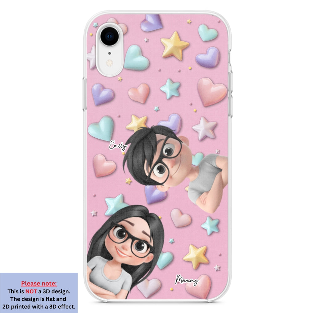 Linda Mamá y Niños - Funda de Teléfono Personalizada con Efecto 3D