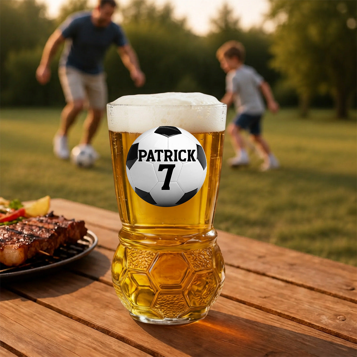 Forever Chasing The Ball - Personalized Football Beer Glass