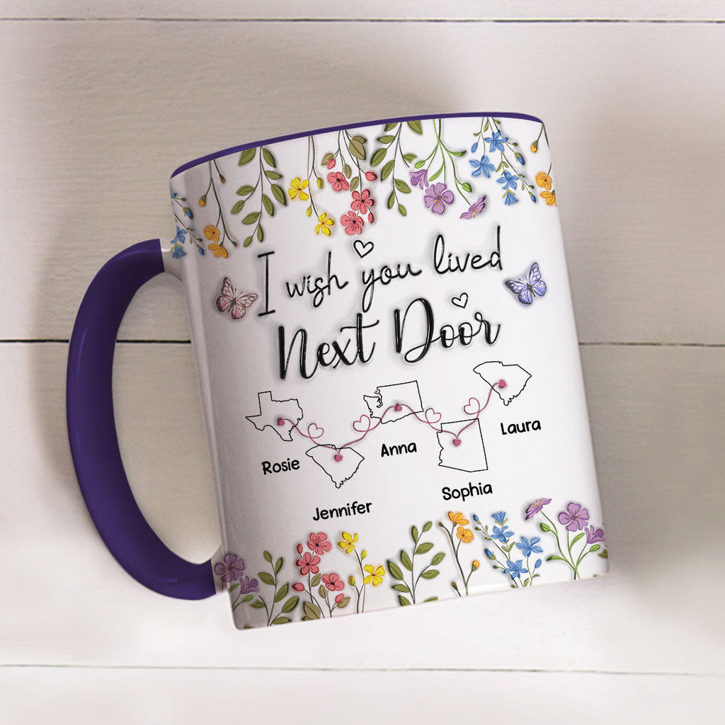 Custom Best Friend, Christmas & Birthday Friendship Keepsake Gift • I Wish We Lived Closer Floral Version - Personalized 3D Inflated Effect Accent Mug