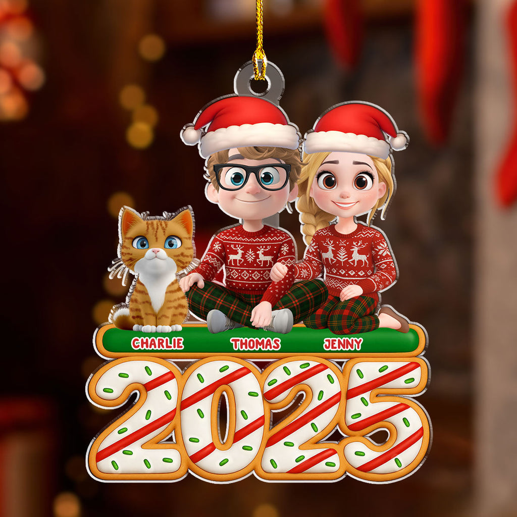 Custom Keepsake Christmas Ornament •  We And Our Cat Tree Cake - Personalized Acrylic Ornament