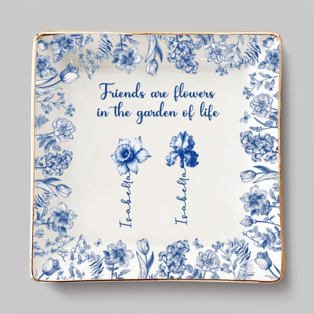 Custom Bestie Trinket Dish, Birthday Christmas Gift For Best Friend • Friends Are Sunshine For Souls - Personalized Jewelry Dish
