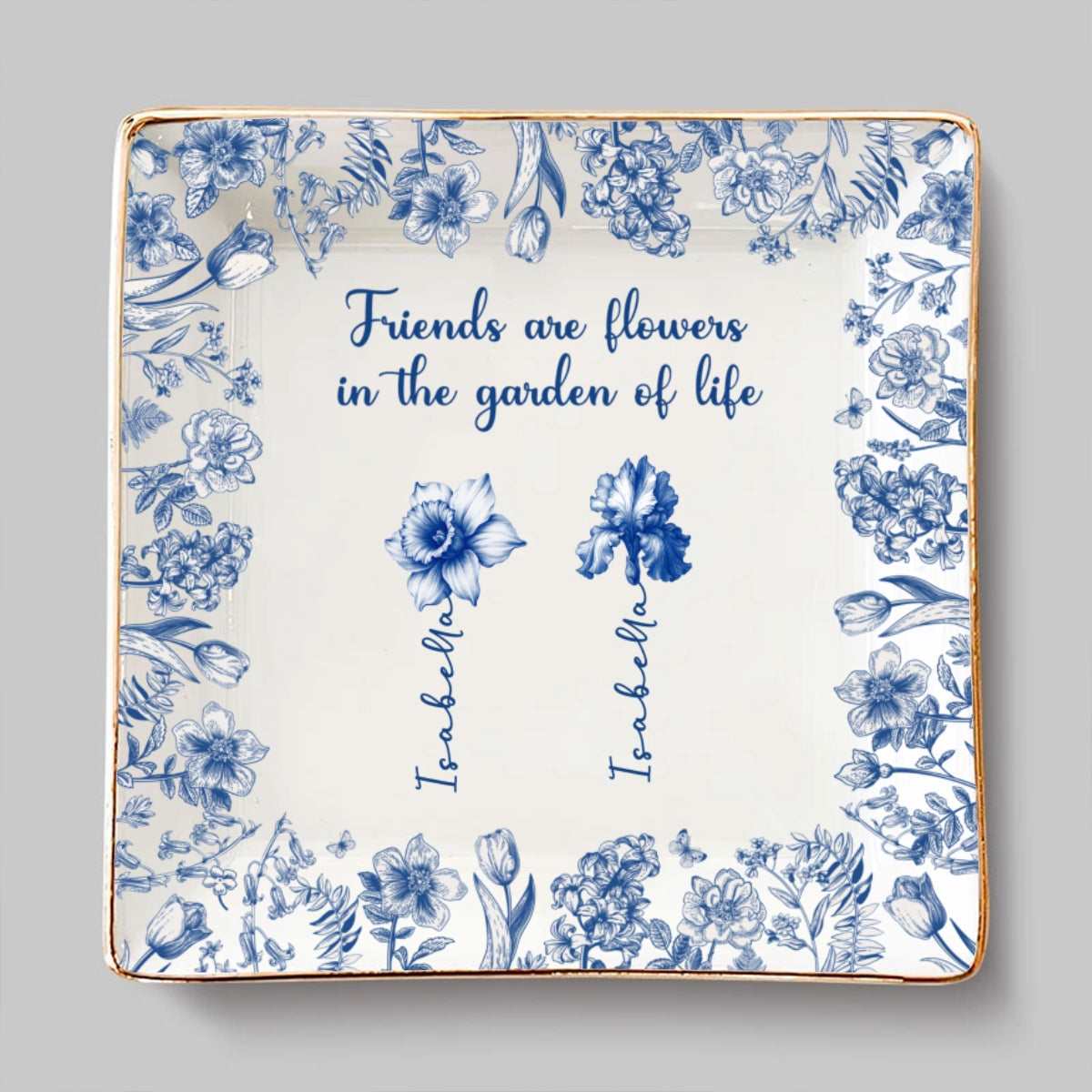 Custom Bestie Trinket Dish, Birthday Christmas Gift For Best Friend • Friends Are Sunshine For Souls - Personalized Jewelry Dish