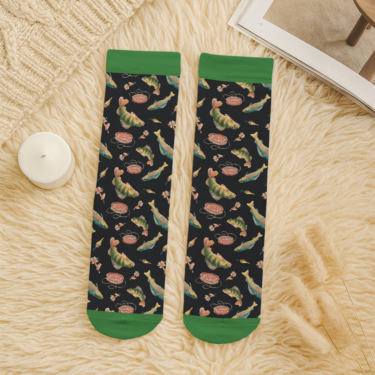 Custom Fishing Lover Gift, Outdoor Footwear For Fishermen • Lucky Fisherman - Personalized Crew Socks