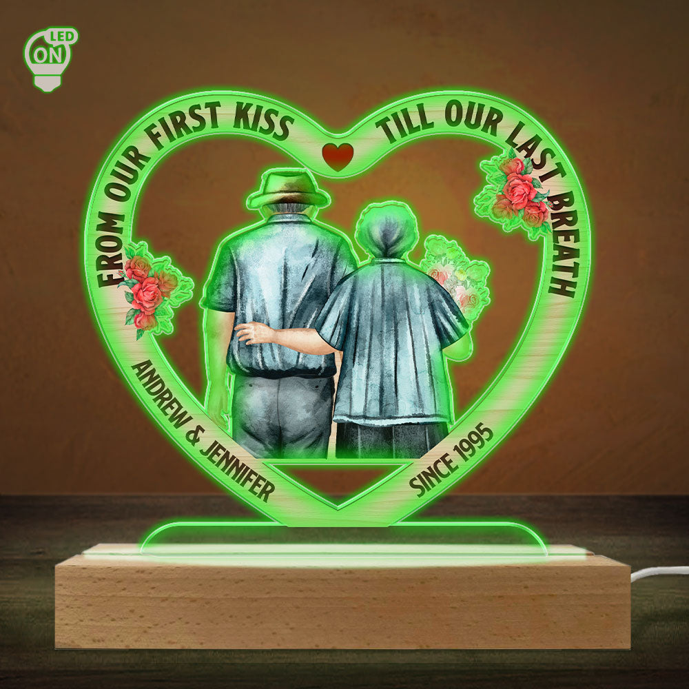 Custom Couple Gift for Anniversary, Valentine's Day, Christmas • First Kiss - Personalized LED Light