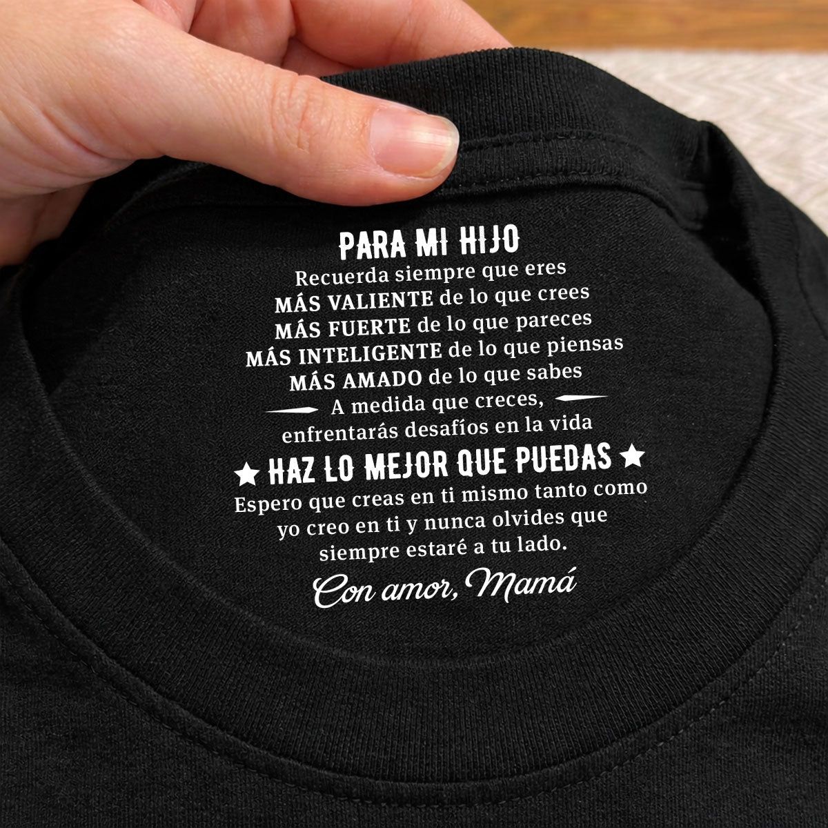 Custom Christmas & Birthday Keepsake Gift • Haz Lo Mejor Que Puedas - Camiseta Personalizada con Impresión en el Cuello Interior