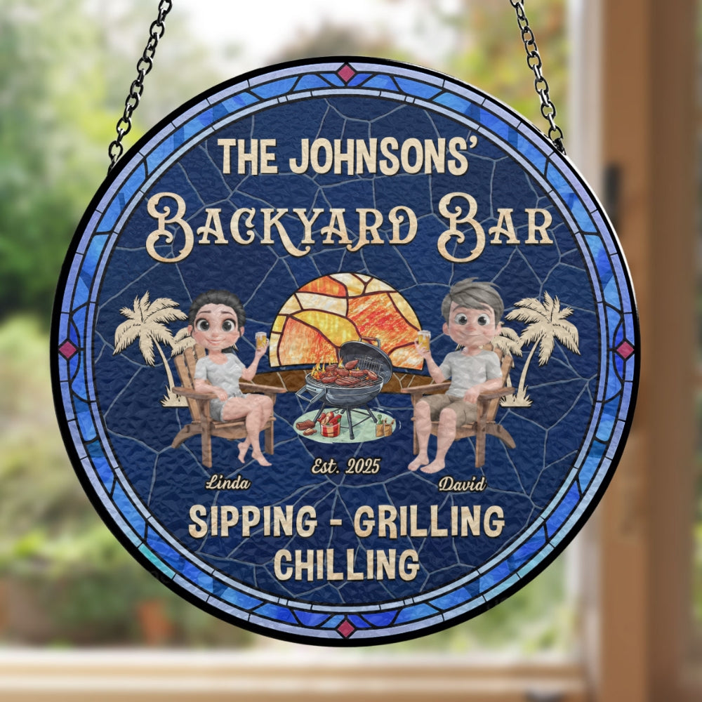 Custom Couple Hanging Decor, Anniversary Valentine's Day Gifts • We At Pool And Patio - Personalized Window Hanging Suncatcher