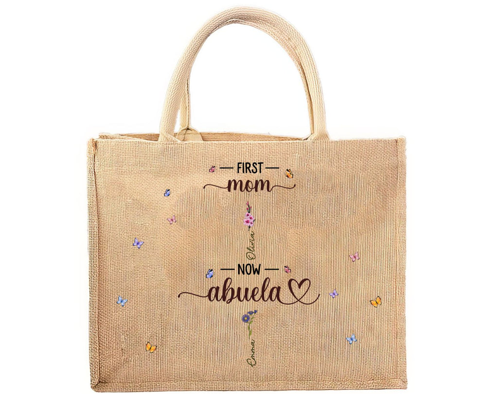 Charming Flowers Of Grandma - Personalized Jute Tote Bag