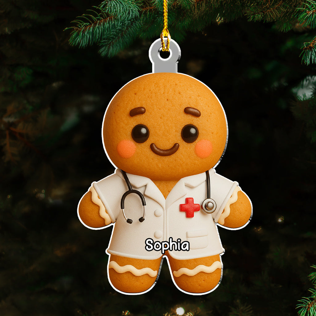Custom Coworker Christmas Ornament, Team Appreciation Gift •  Job Gingerbread - Personalized Acrylic Ornament