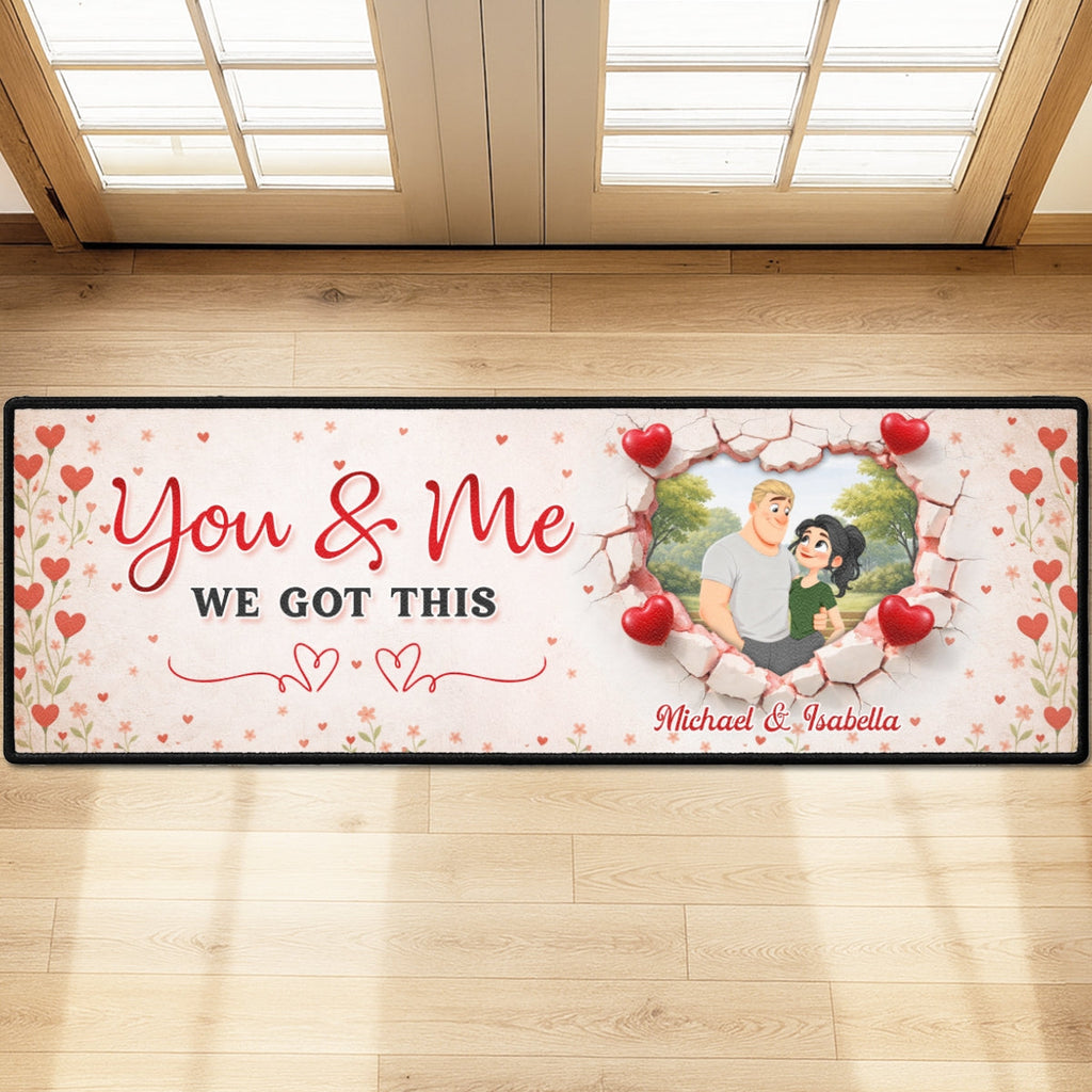 Custom Couple Rug, Anniversary Housewarming Gift For Wife Husband • You And Me We Got This - Personalized Runner Rug