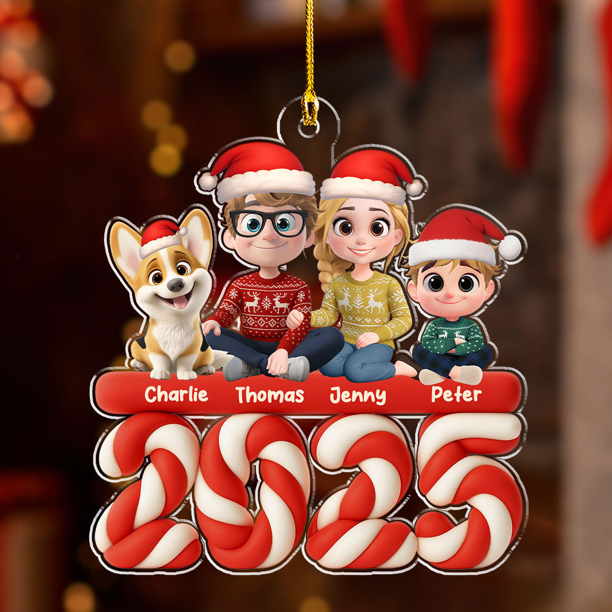 Custom Family Ornament, Christmas Gift for Family Members •  Family Marshamallow - Personalized Acrylic Ornament
