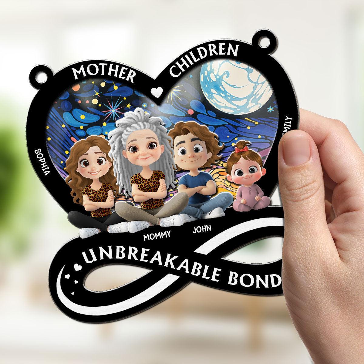 Custom Hanging Decor for Mom Daughter, Mother's Day Gifts • Unbreakable Bond - Personalized Suncatcher