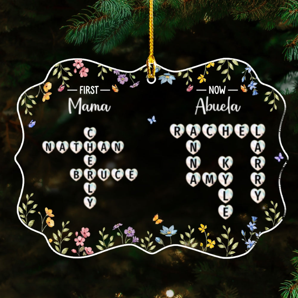 Custom Family Ornament, Christmas Gift for Family Members •  From Mom To Grandma Crossword - Personalized Acrylic Ornament