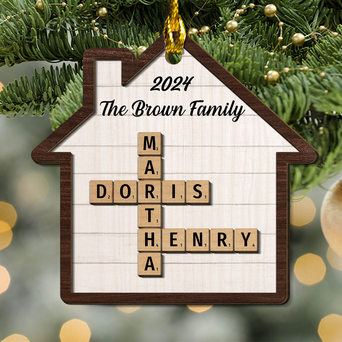 Custom Family Ornament, Christmas Gift for Family Members •  Happy Family - Personalized Freeshape 2-Layered Wood Ornament