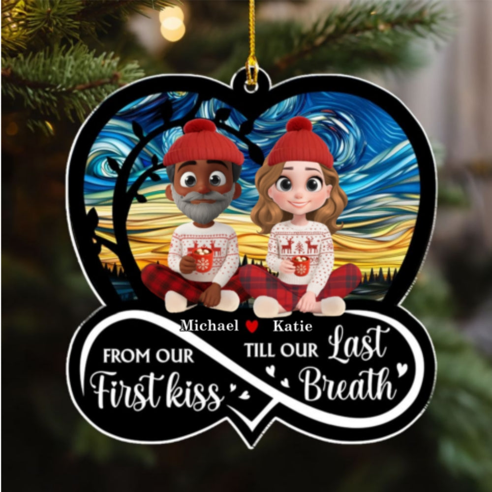Custom Couple Christmas Ornament, Anniversary Gift •  Forever By Your Side - Personalized Acrylic Ornament