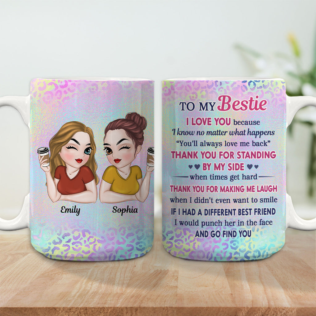 Custom Best Friend, Christmas & Birthday Friendship Keepsake Gift • Thank You For Making Me Laugh Bestie - Personalized Coffee Mug