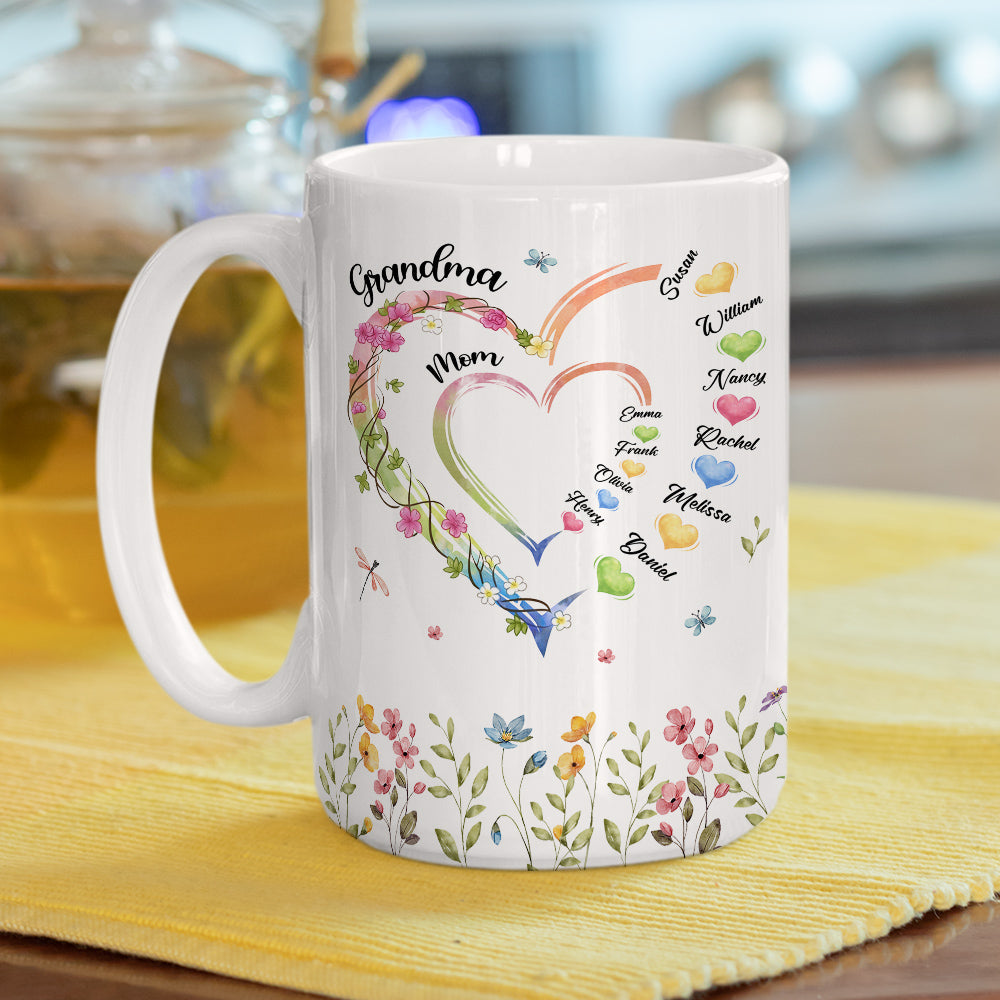 Custom Mother's Day Gift for Mom & Grandma • Mom Grandma Hearts - Personalized Coffee Mug