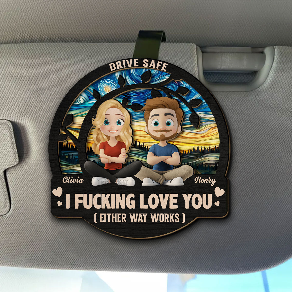 Either Way Works Version 2 - Personalized Car Visor Clip
