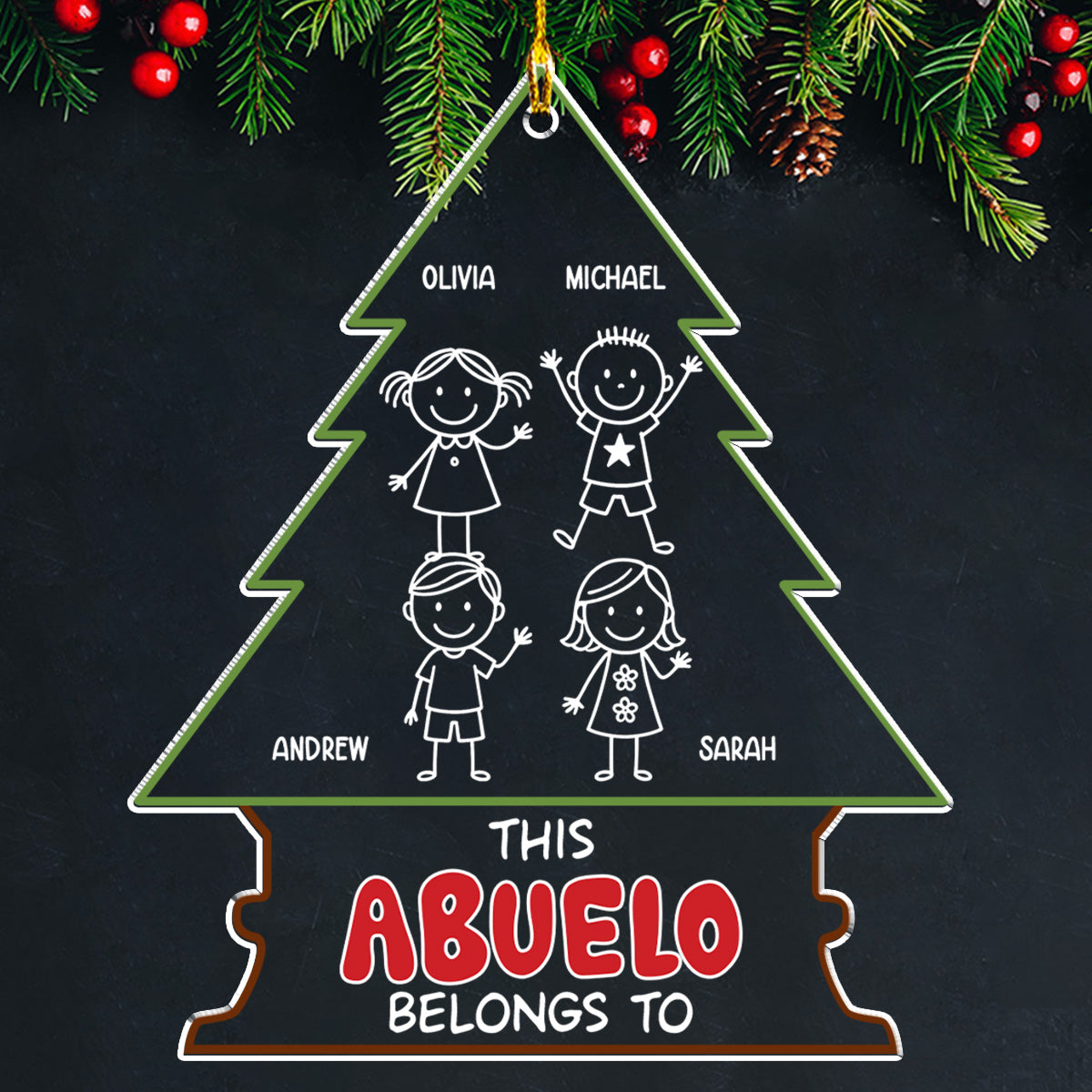 Custom Family Ornament, Christmas Gift for Family Members •  Grandpa Belongs To - Personalized Acrylic Ornament