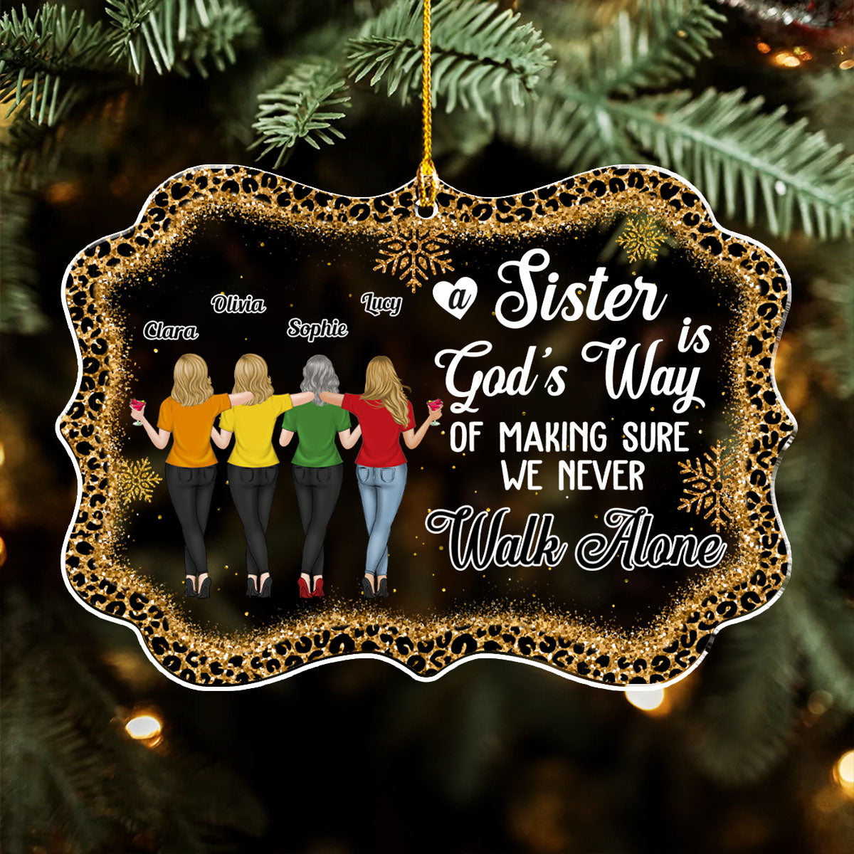 Custom Friendship Christmas Ornament, Best Friend Gift •  We Never Walk Alone Ver 2 - Personalized Acrylic Ornament