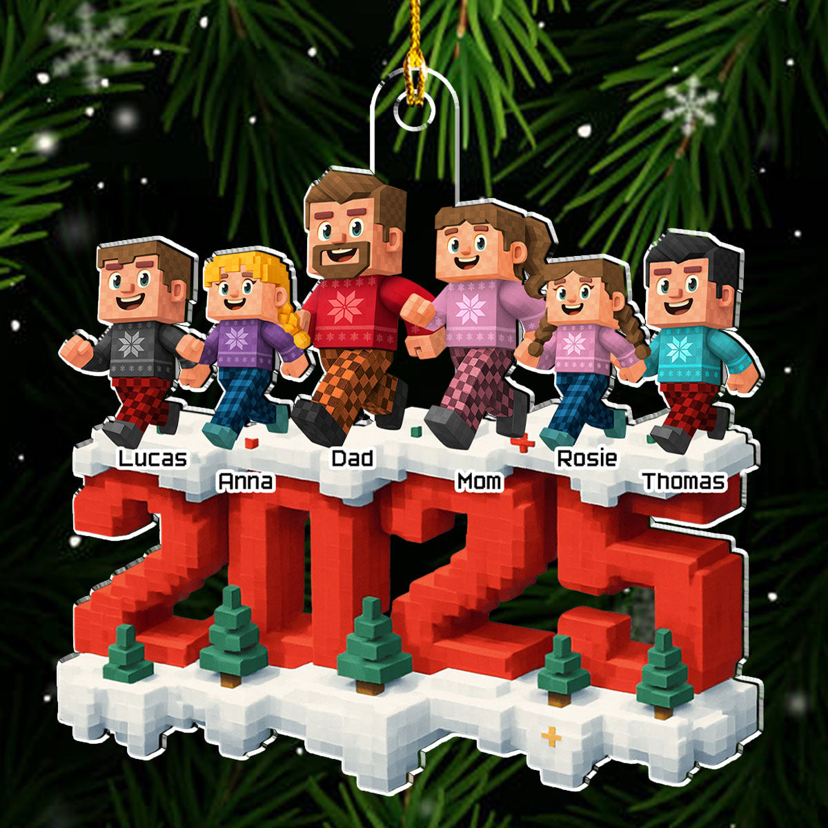 Custom Family Ornament, Christmas Gift for Family Members •  Us In This Year - Personalized 3D Effect Acrylic Ornament