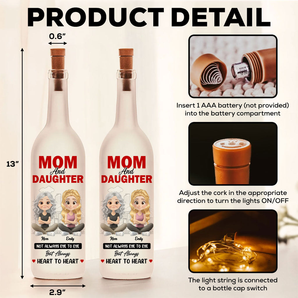 Mom And Daughter Sharing Forever Memories - Personalized Bottle Lamp