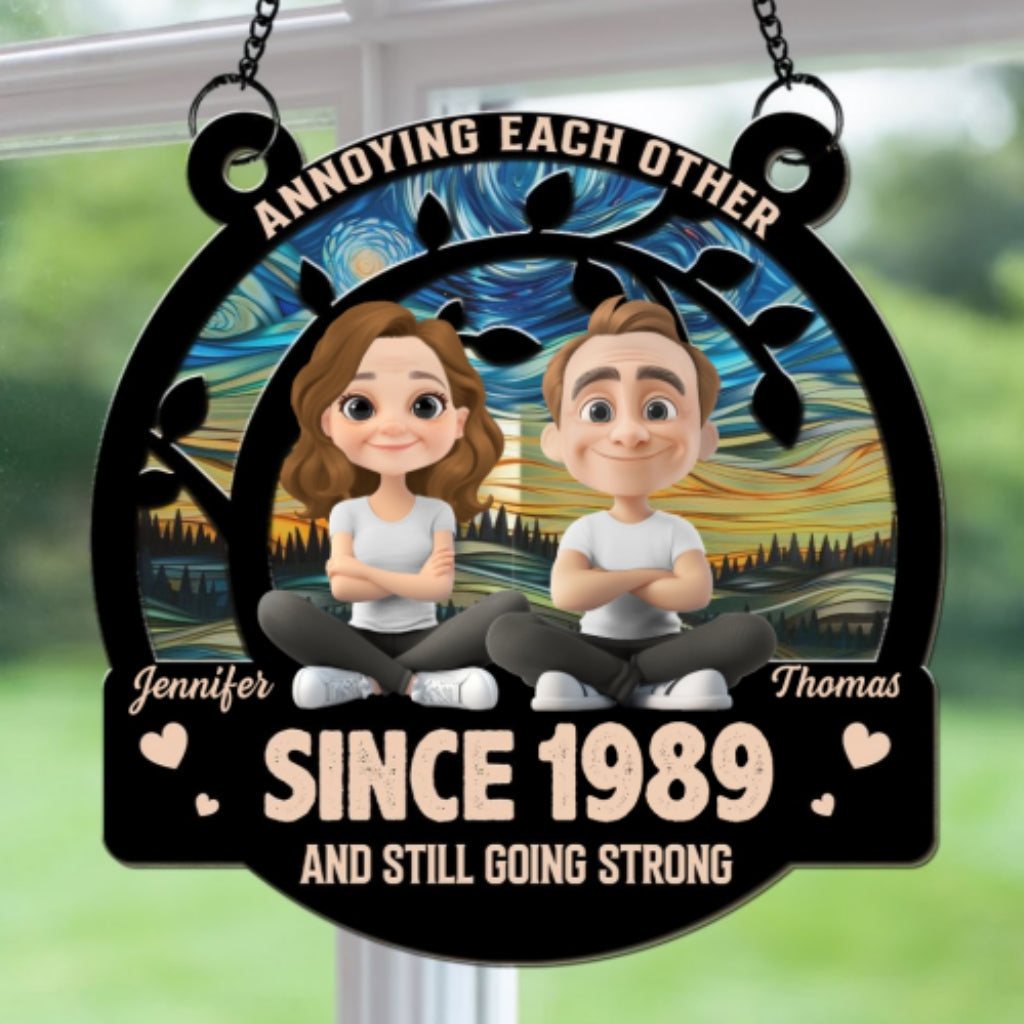 Custom Couple Hanging Decor, Anniversary Valentine's Day Gifts • Love You Forever - Personalized Suncatcher