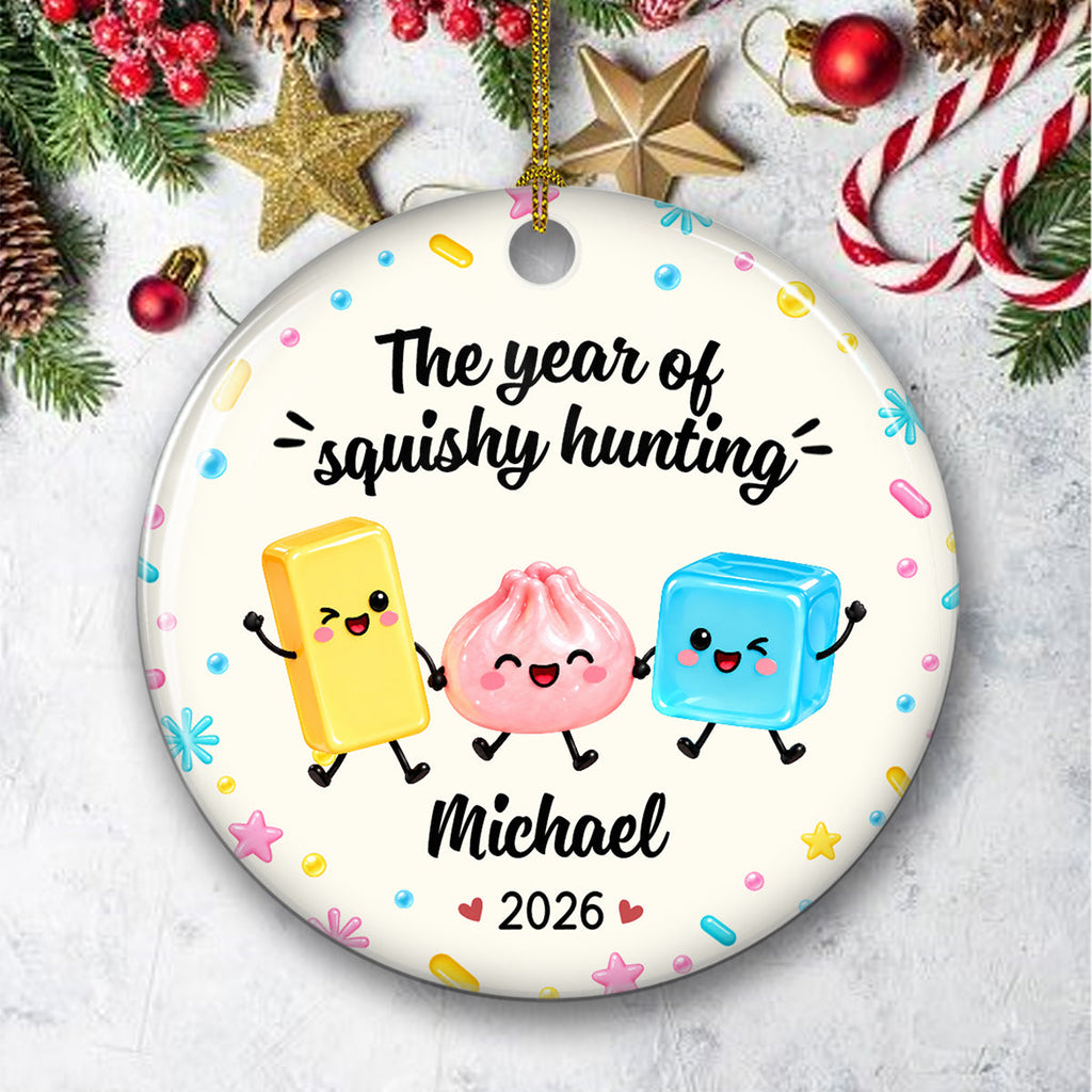 Custom Family Ornament, Christmas Gift for Family Members •  Still Living My Squishy Era - Personalized Ceramic Ornament