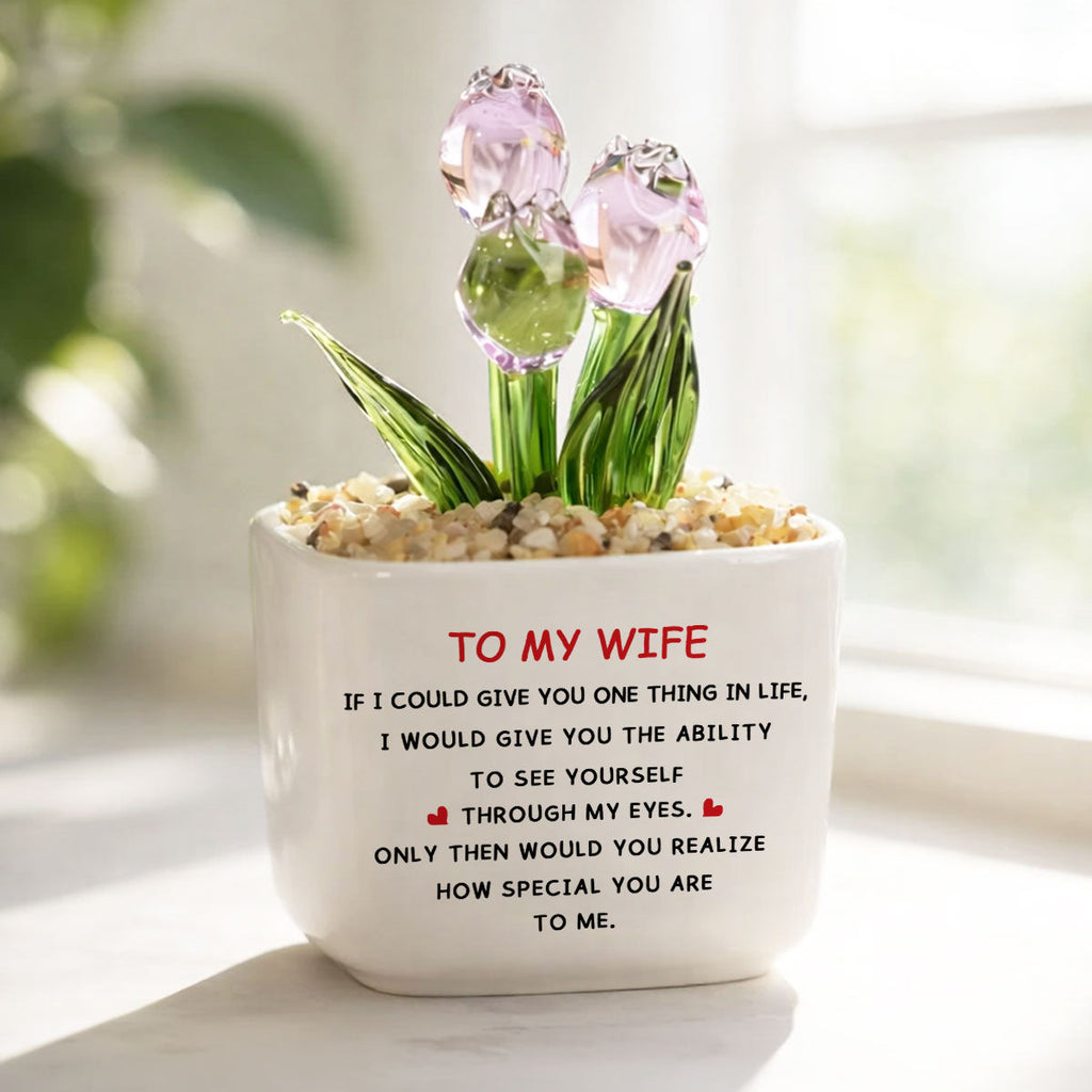Custom Glass Flower Keepsake, Romantic Anniversary Gift for Wife • You Are Special - Personalized Glass Everlasting Tulips