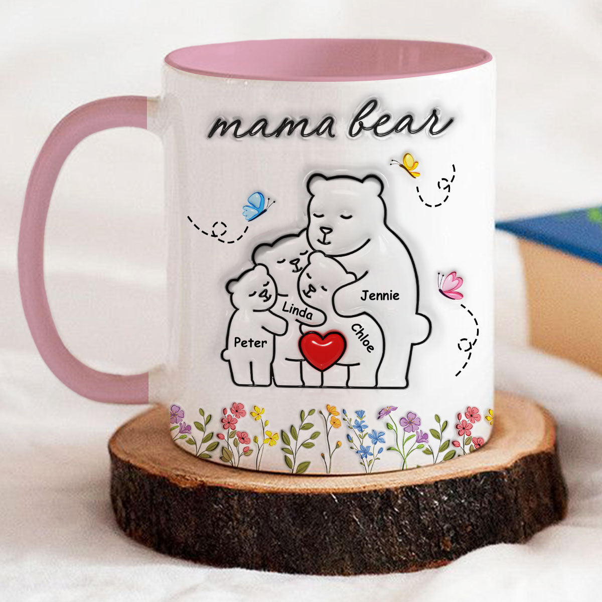 Custom Mother's Day Gift for Mom & Grandma • Mama Bear New Style - Personalized 3D Inflated Effect Accent Mug