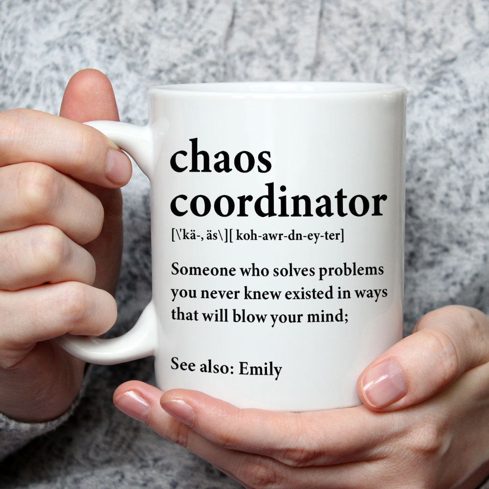 Custom Coworker, Christmas & Birthday Team Appreciation Gift • Chaos Coordinator - Personalized Mug