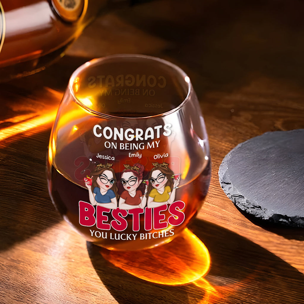 Lucky To Have A Friend Like You - Personalized Wine Glass