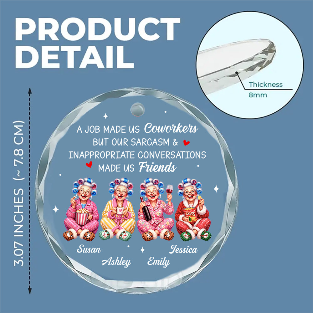 Custom Coworker Christmas Ornament, Team Appreciation Gift •  A Job Made Us Coworkers - Personalized Glass Ornament