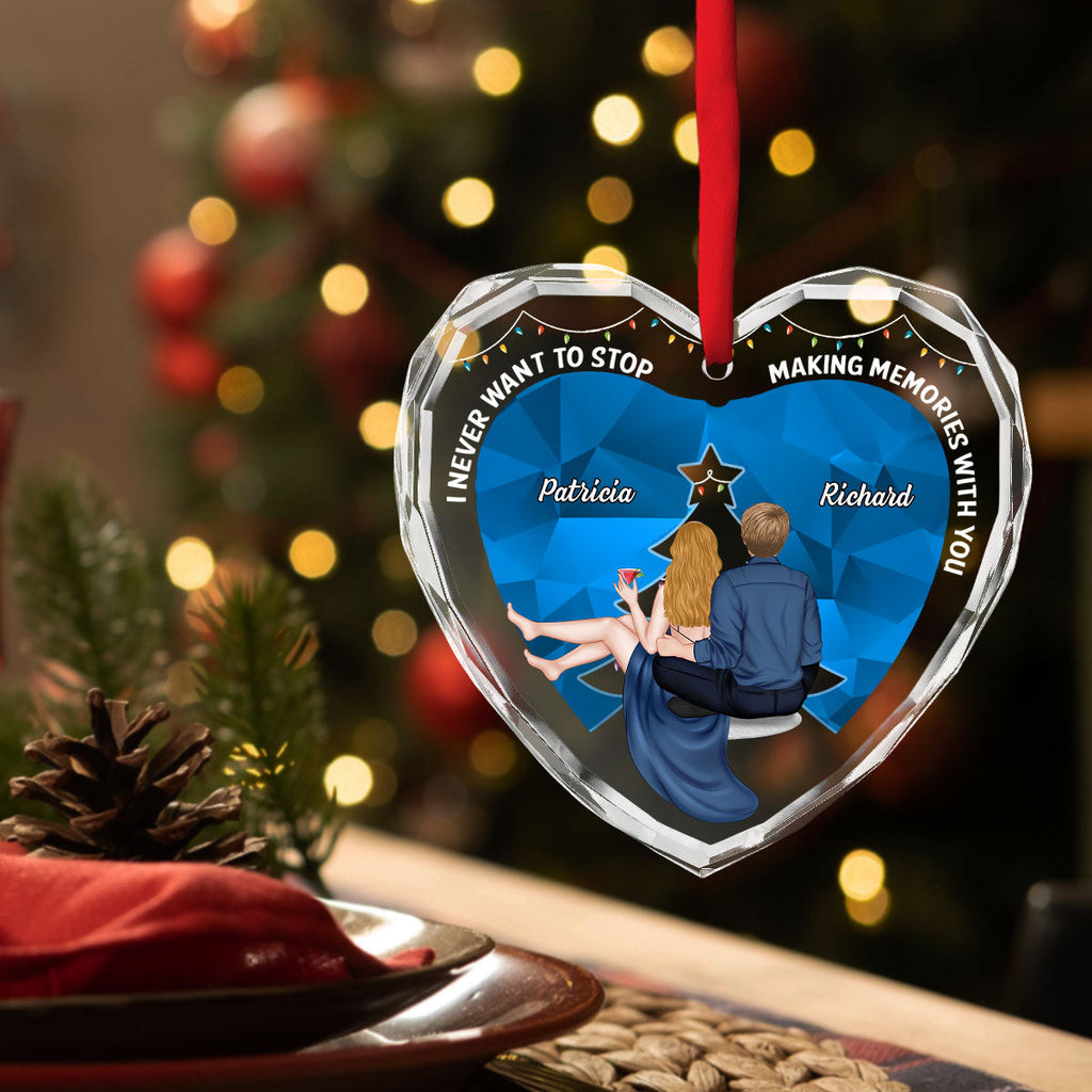 Custom Couple Christmas Ornament, Anniversary Gift •  All I Want - Personalized Glass Ornament