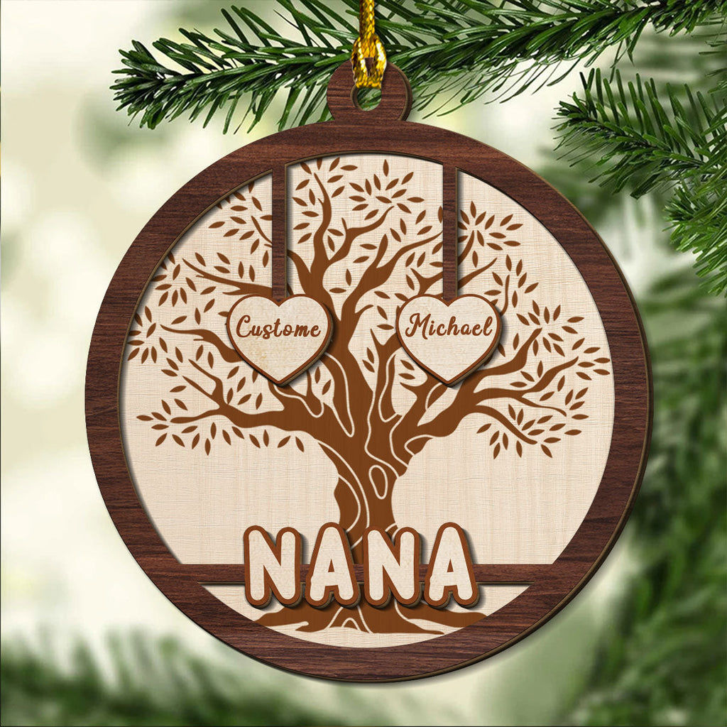 Custom Family Ornament, Christmas Gift for Family Members •  Blessed To Be Called Grandma - Personalized 2-layered Wood Ornament