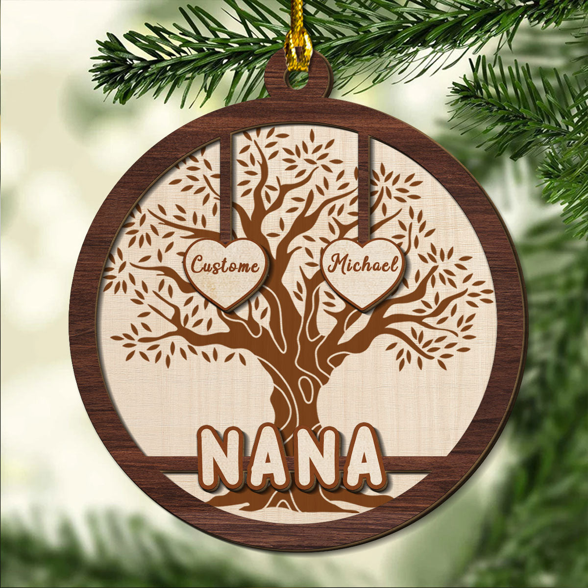 Custom Family Ornament, Christmas Gift for Family Members •  Blessed To Be Called Grandma - Personalized 2-layered Wood Ornament