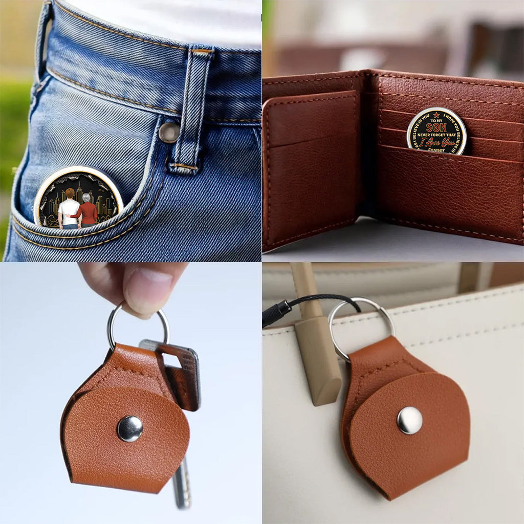 Custom Son Coin Keychain, Father's Day Birthday Gifts • Always Remember I Love You - Personalized Pocket Hug