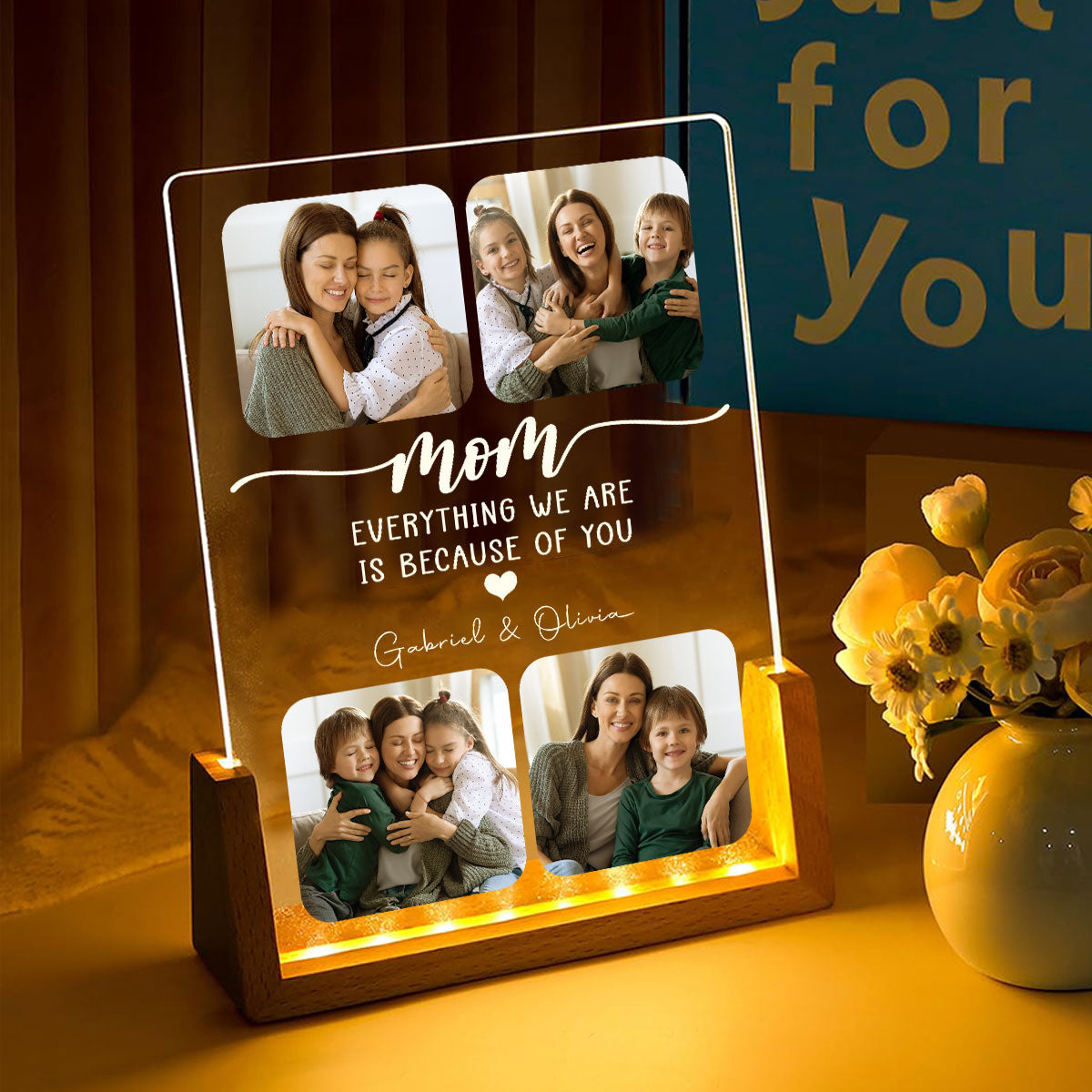 Custom Photo Mother's Day Gift for Mom Grandma • Forever Blessed To Have You - Personalized Night Light