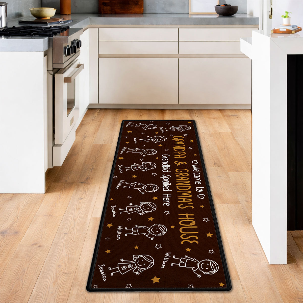 Custom Family Name Rug, Housewarming Birthday Gift For Grandma Grandparents • Grandkids Make Life Grand - Personalized Runner Rug
