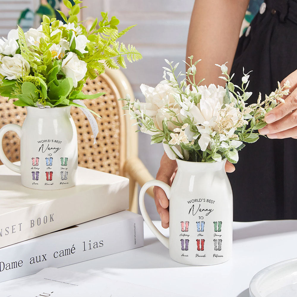 Best Nanny In The World - Personalized Home Decor Flower Vase
