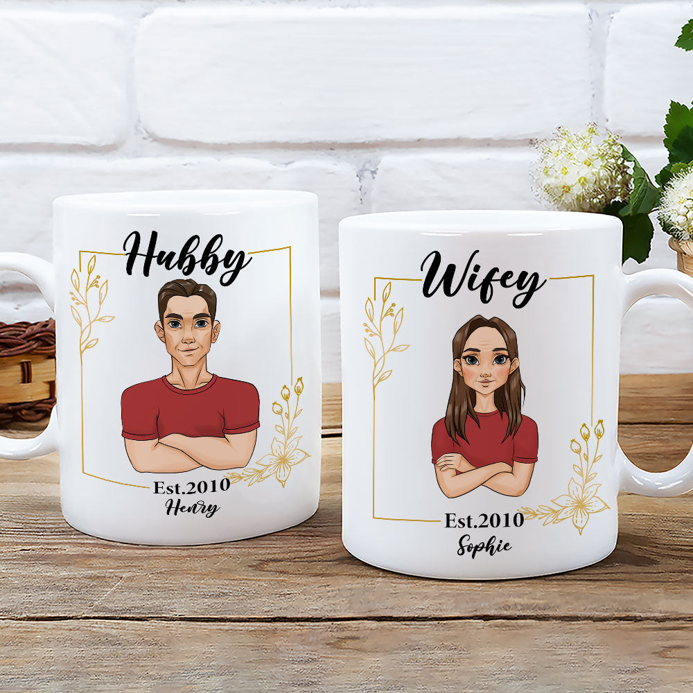 Custom Anniversary Keepsake Gifts For Couple • Hubby Wifey - Personalized Coffee Mug
