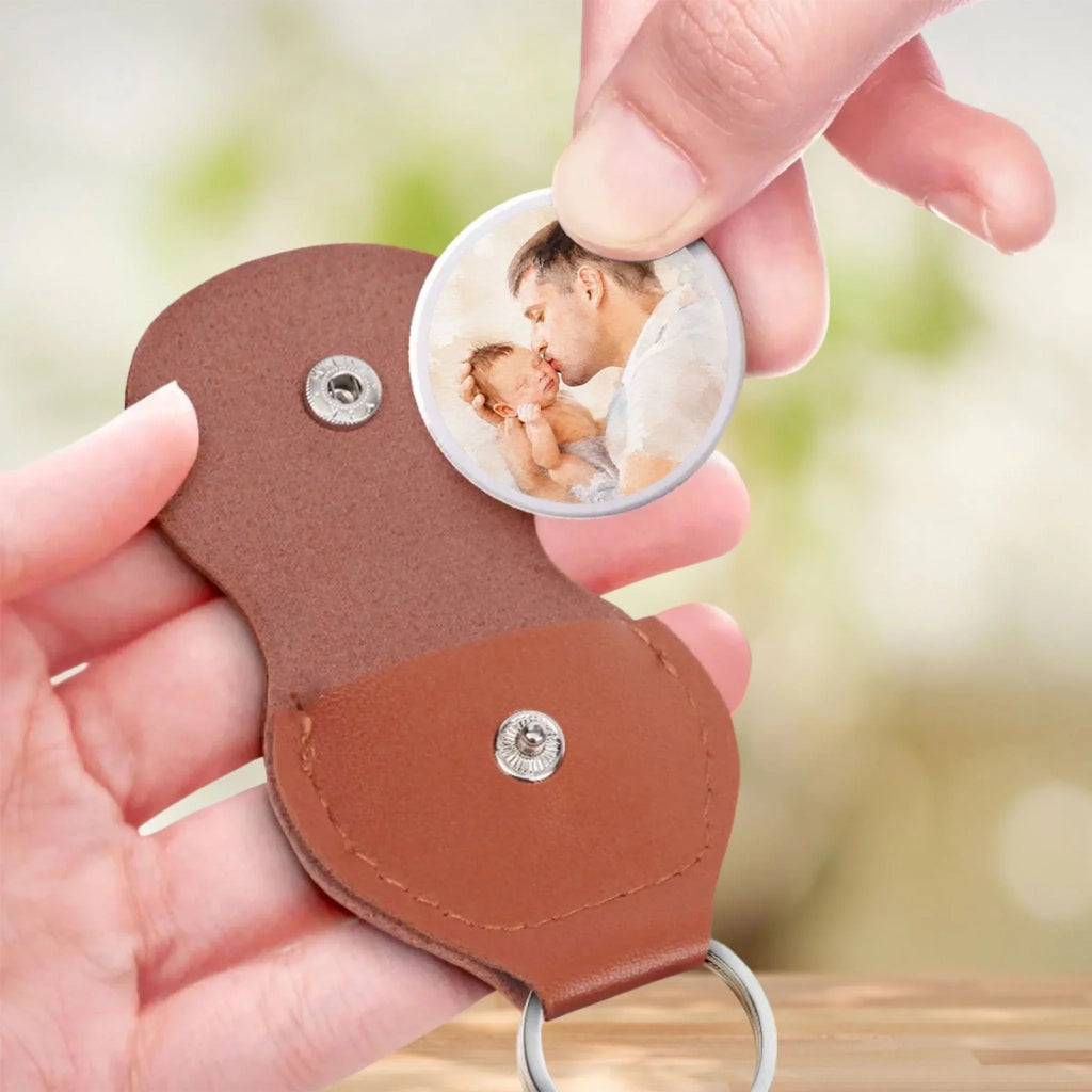 Custom Photo Coin Keychain for Husband, Couple Anniversary Valentine's Day Gifts • An Amazing New Dad - Personalized Pocket Hug