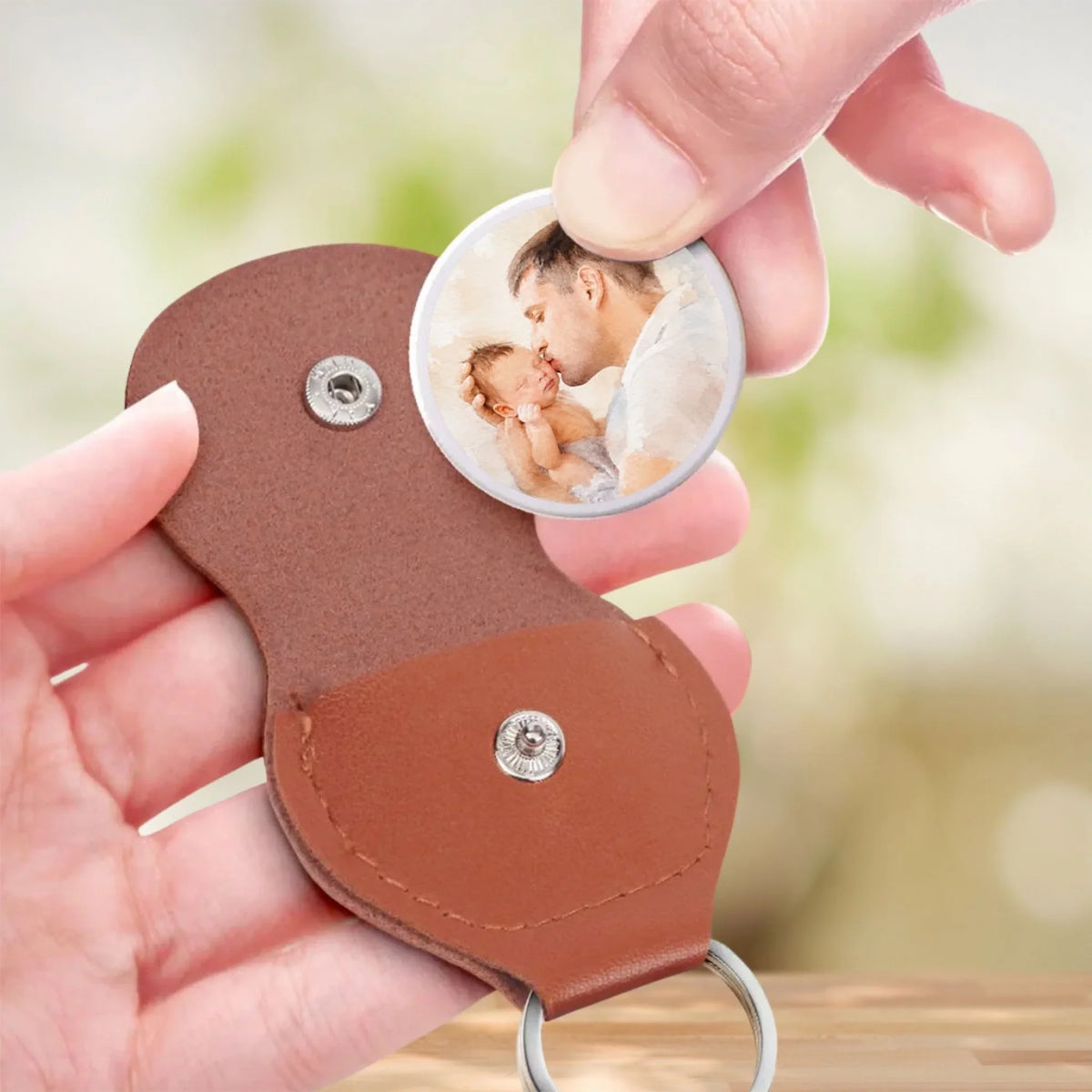 Custom Photo Coin Keychain for Husband, Couple Anniversary Valentine's Day Gifts • An Amazing New Dad - Personalized Pocket Hug