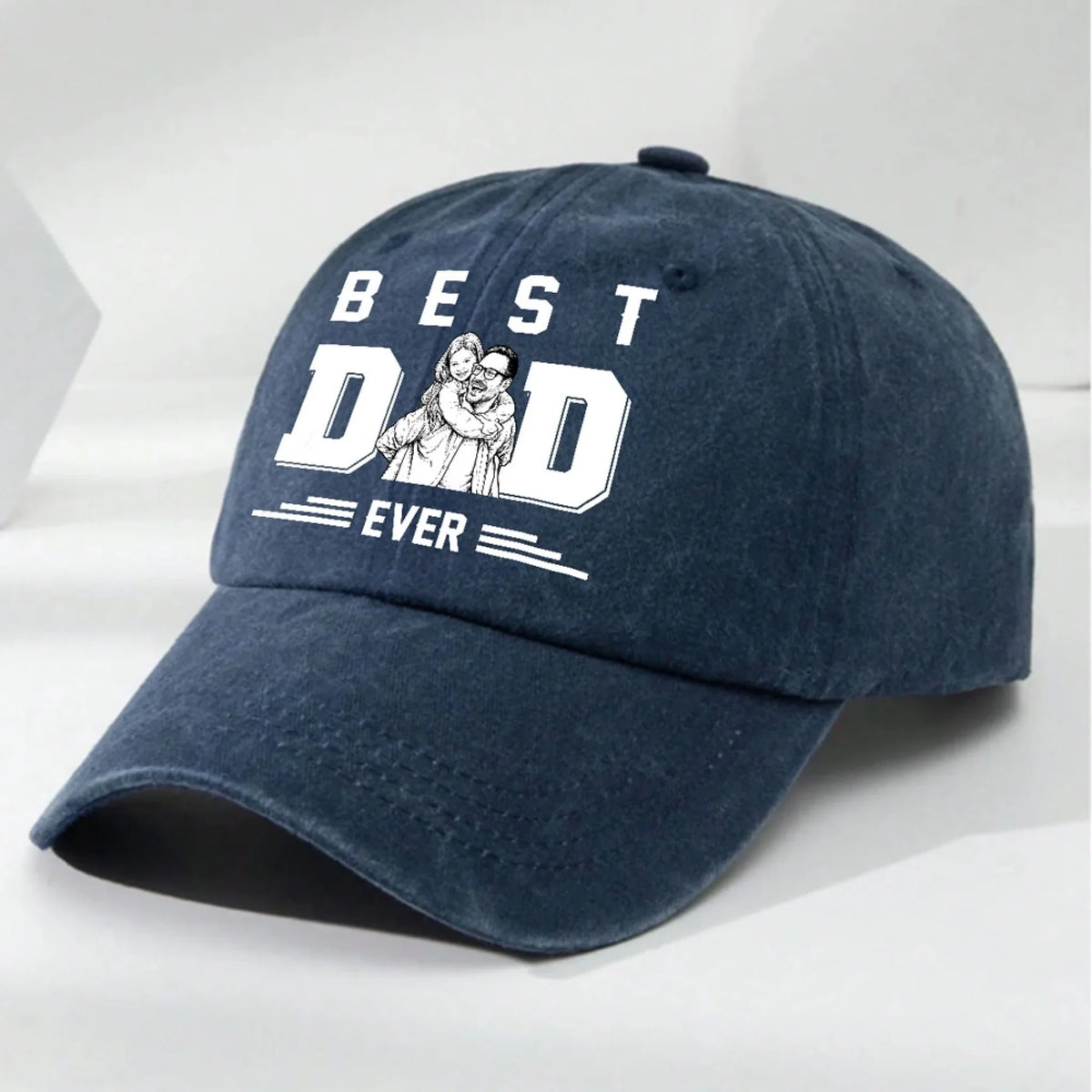 Custom Father's Day Christmas Birthday Gifts for Dad • Best Father Ever - Personalized Vintage Washed Denim Cap