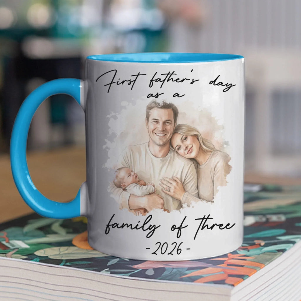 Custom Photo Anniversary Keepsake Gifts For Couple • First Fathers Day Color - Personalized Accent Mug