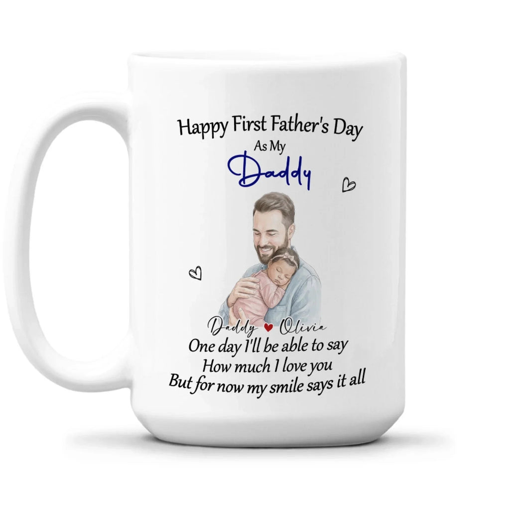 Custom Photo First Father's Day, Christmas Gift for New Dad • First Year With Baby - Personalized Coffee Mug
