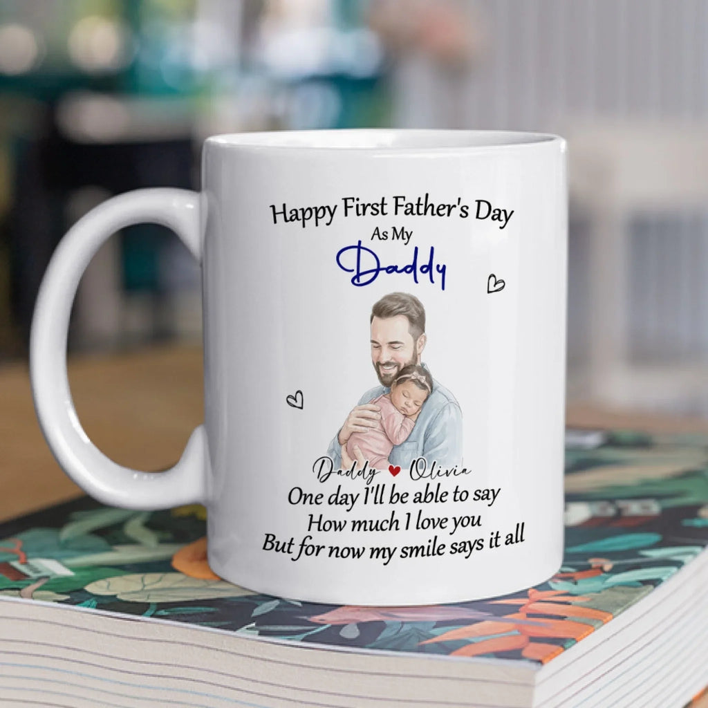 Custom Photo First Father's Day, Christmas Gift for New Dad • First Year With Baby - Personalized Coffee Mug