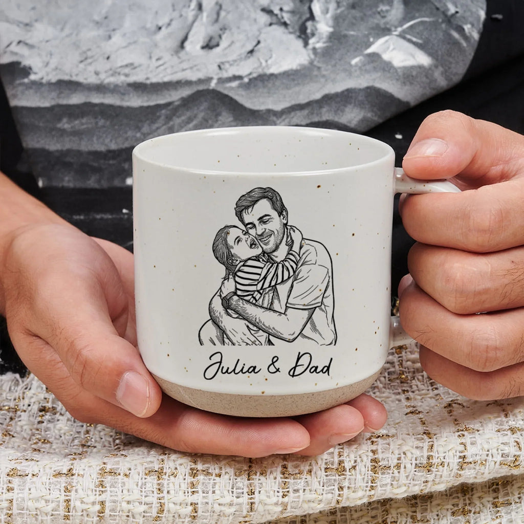 Custom Photo Father's Day, Special Gift for Dad & Grandpa • Daddy Always Walks Beside - Personalized Pottery Mug