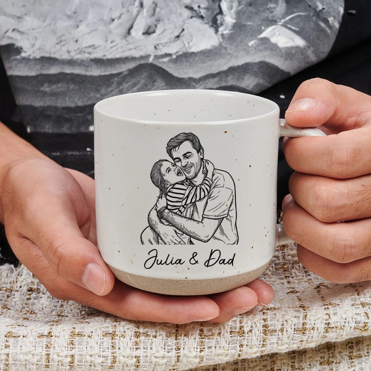 Custom Photo Father's Day, Special Gift for Dad & Grandpa • Daddy Always Walks Beside - Personalized Pottery Mug